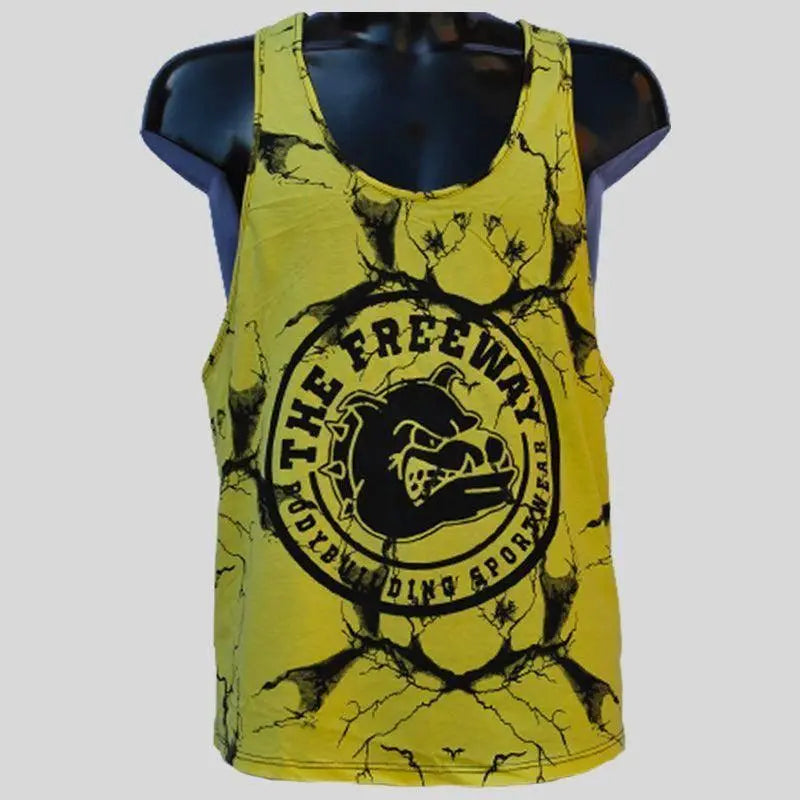 Big Gym Tank Top Vogatora - Marmoriert Gelb Art.2221 - S / Gelb / Baumwolle 95% , Elastan 5% - Big Gym Tank Top Vogatora
