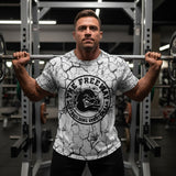 Haut de bodybuilding arrondi - blanc marbré - Art.2272